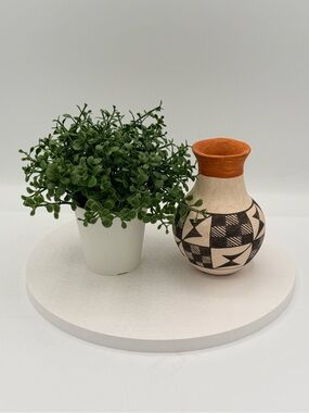 Signed Acoma Pueblo Juana Garcia Southwestern Ceramic Vase Terracotta Rim